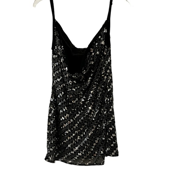 X by NBD Angel Mini Dress Black Silver Sequin Embellishment dropped back small - Picture 11 of 16